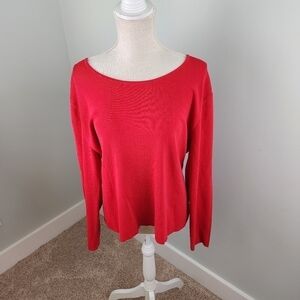 Chicos Design Women’s Scoop Neck Long Sleeve Top Size 3 Or XL Red